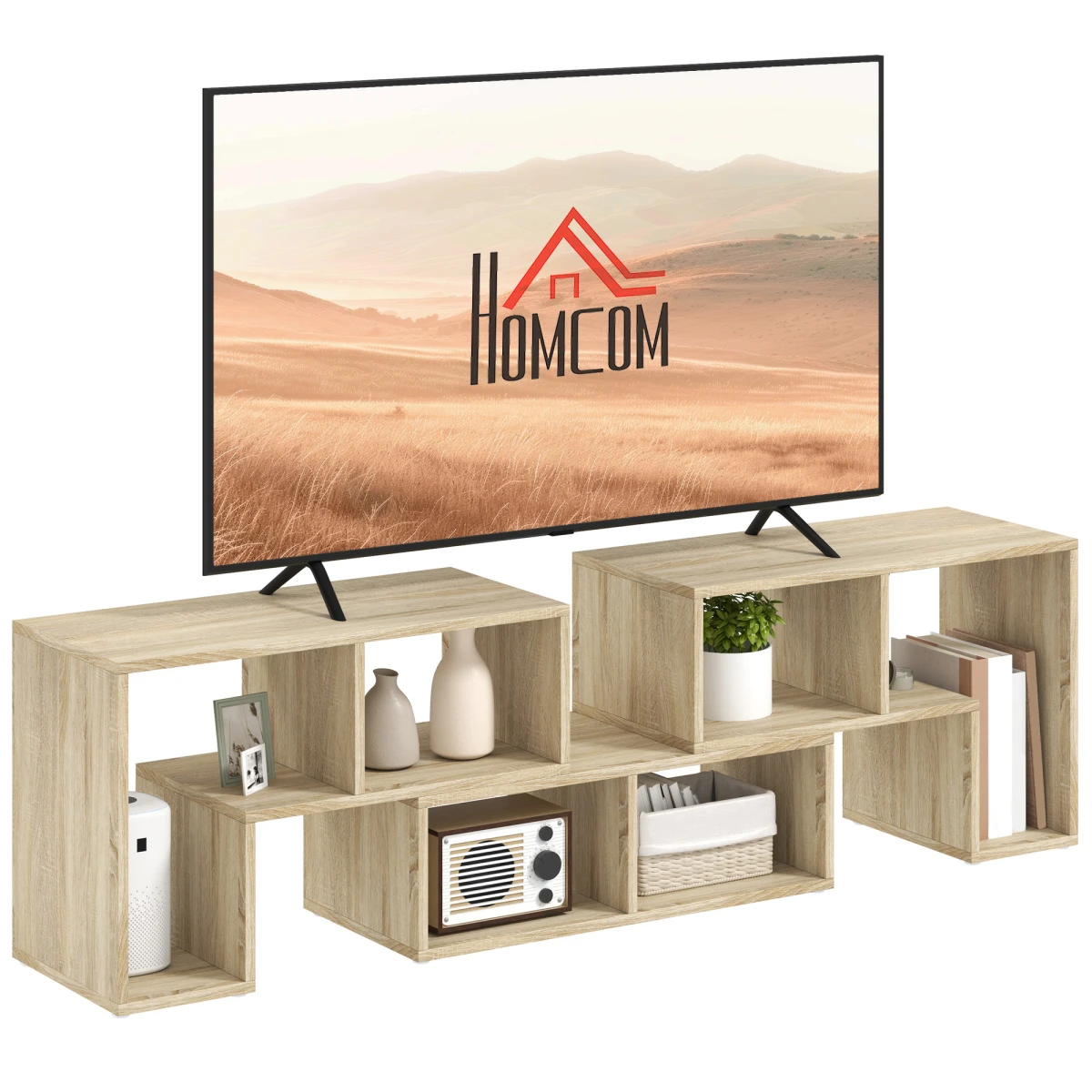 HOMCOM TV Unit Extendable 134-180cm With Open Shelves by HOMCOM