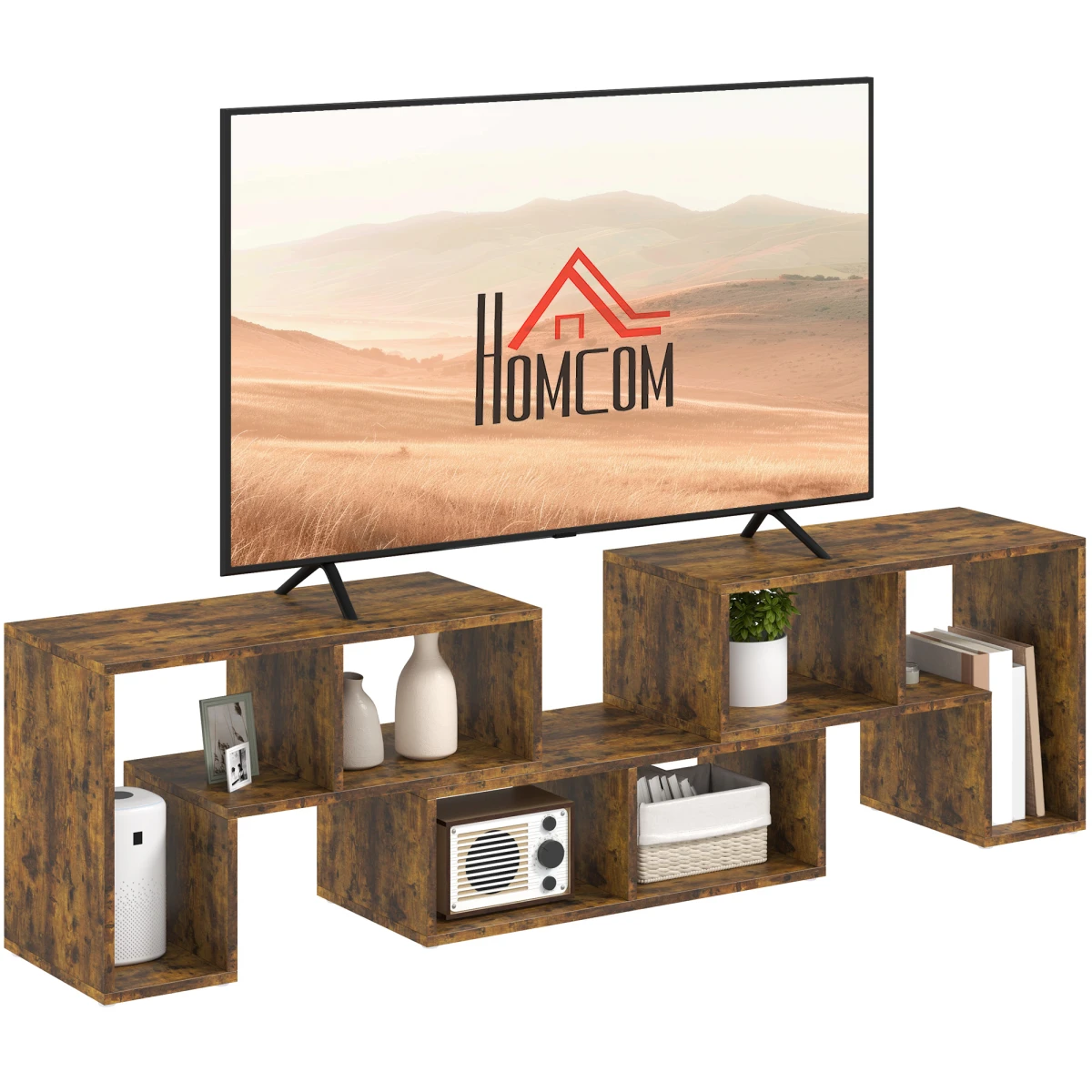 HOMCOM TV Unit Extendable 134-180cm With Open Shelves by HOMCOM