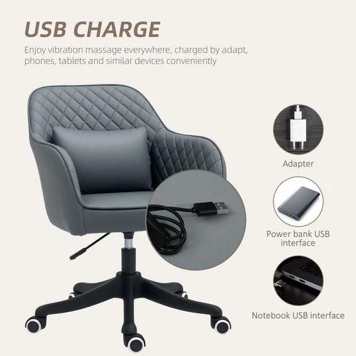 Vinsetto Office Chair with Adjustable Height and USB Powered Vibration Massage for Comfortable Home Office Use by Vinsetto