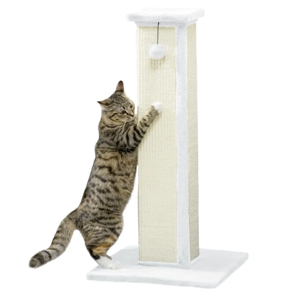 PawHut PawHut 81cm Cat Scratching Post w/ Sisal Rope, Hanging Ball Soft Plush - Cat Tree