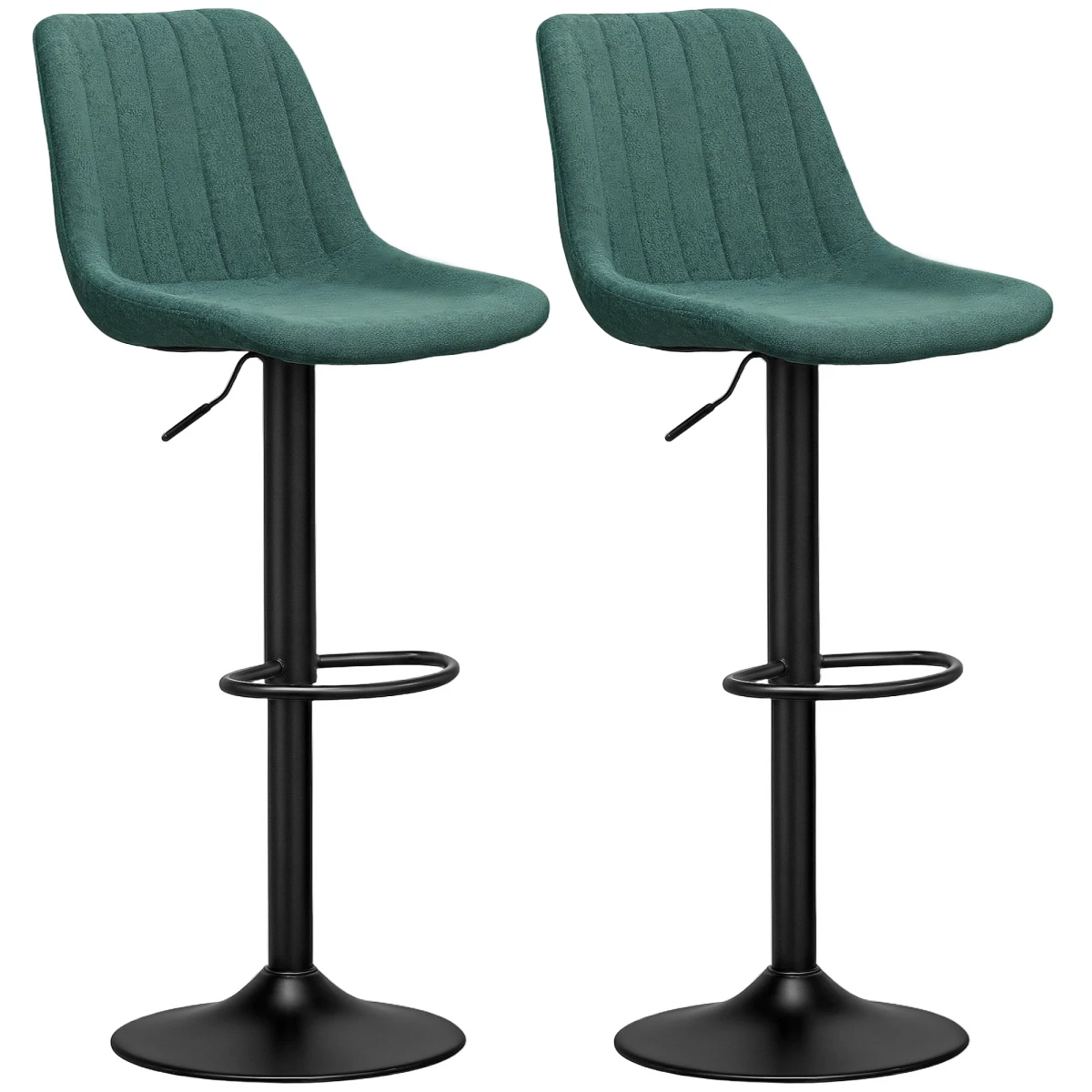 HOMCOM Bar Stools Set of 2 Adjustable Swivel Bar Chairs with Backrest -