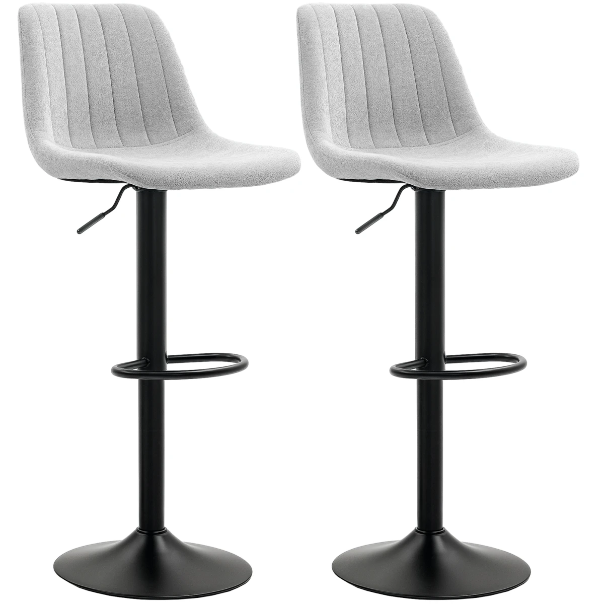 HOMCOM Bar Stools Set of 2 Adjustable Swivel Bar Chairs with Backrest -