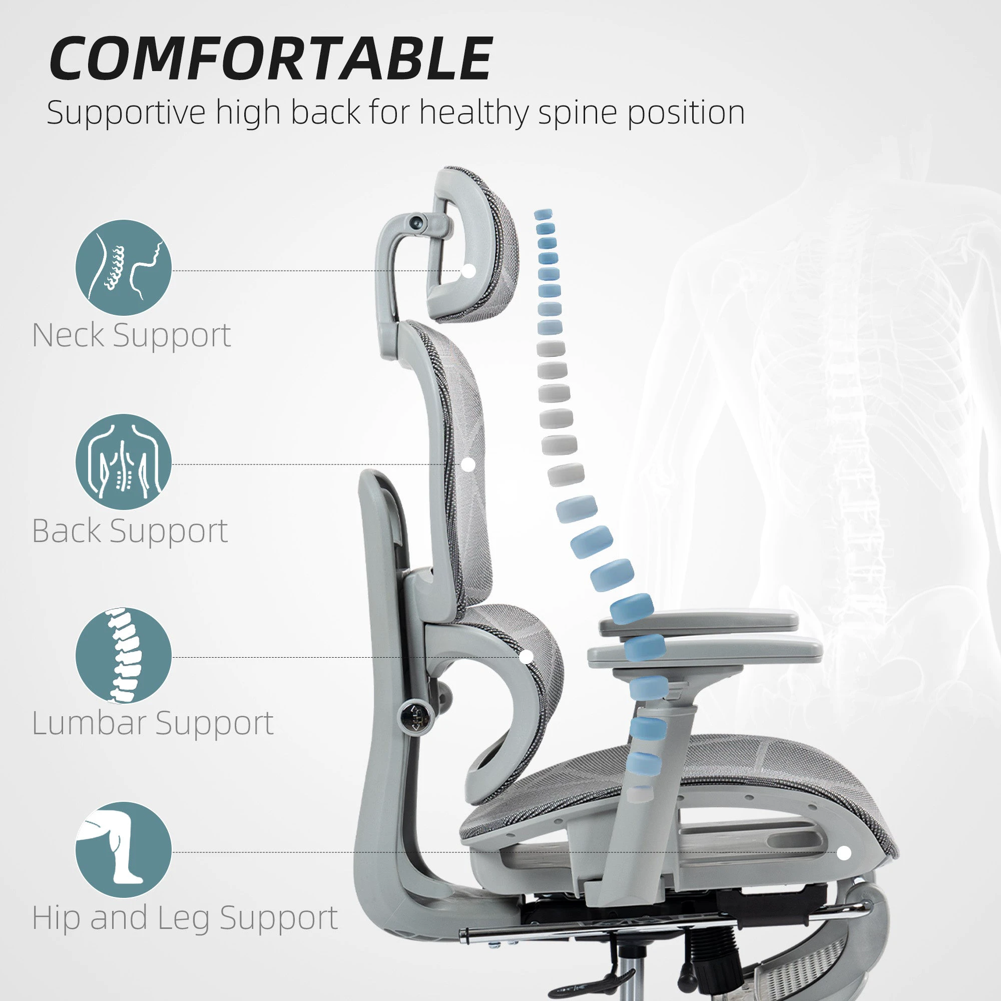 HOMCOM Homcom Ergonomic Office Chair Adjustable 3D Armrests Home - Office Chair