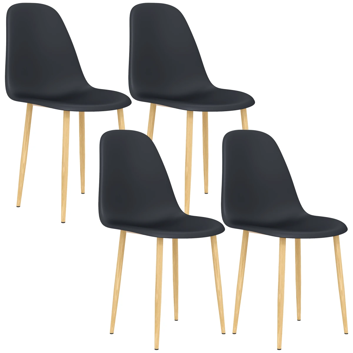 HOMCOM Modern Dining Chairs Set Standard Wooden Legs Home Dining - Accent Chair