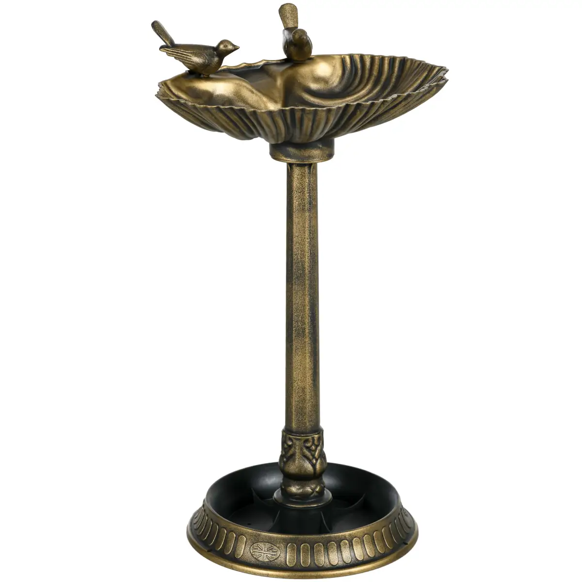 Outsunny Elegant Two-Basin Bird Bath & Feeder with Antique Finish - Bird Feeder