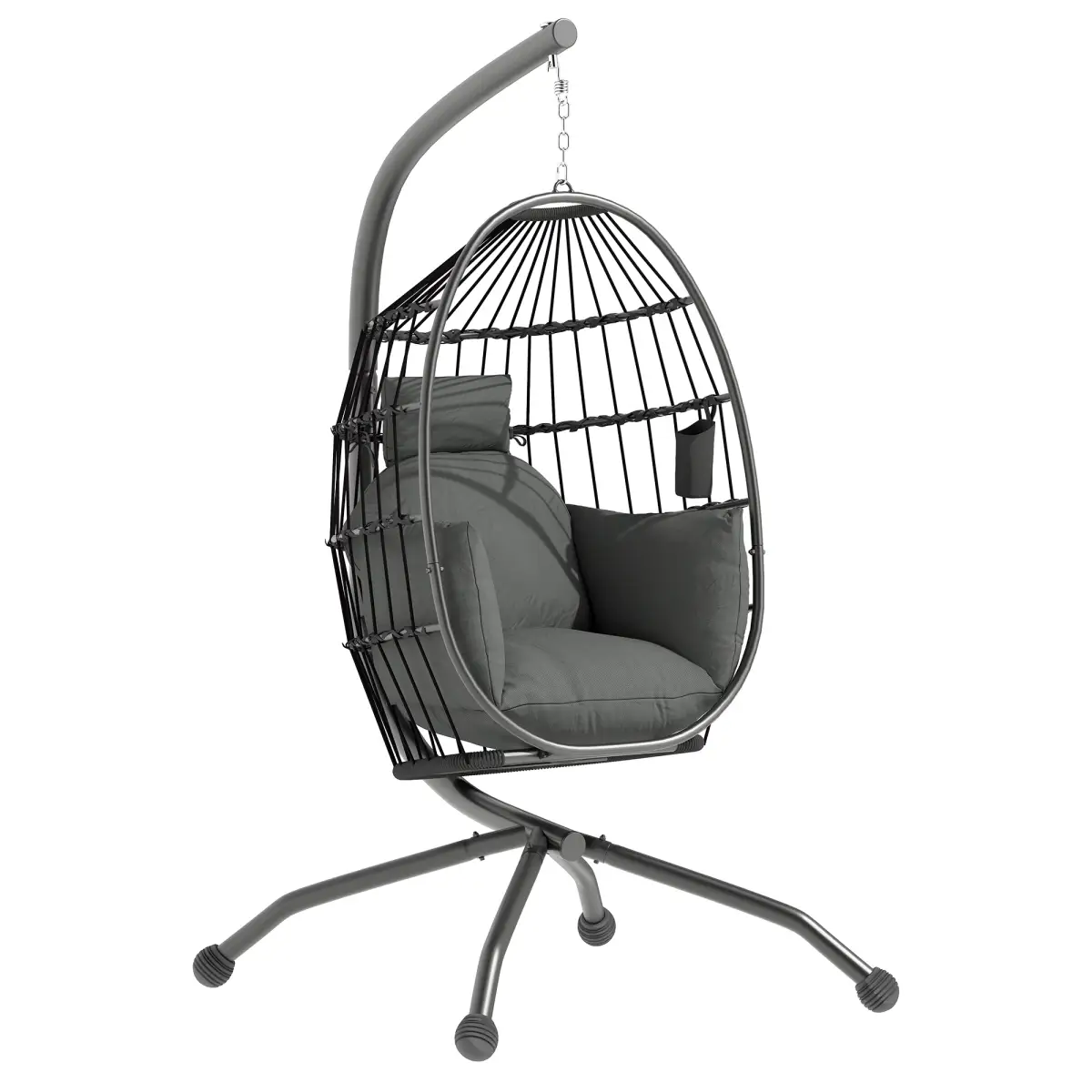 Outsunny Outsunny Egg Chair Outdoor Indoor Garden Swing Chair, Folding Basket - Hammocks