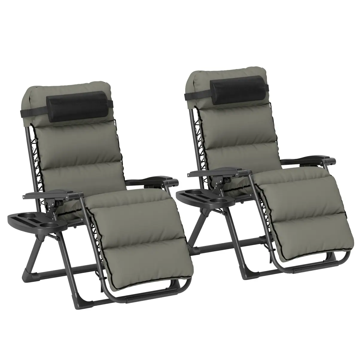 Outsunny Comfort Lounger Set - Adjustable Recline, Cushioned Seating, Portable Design - Sun Lounger
