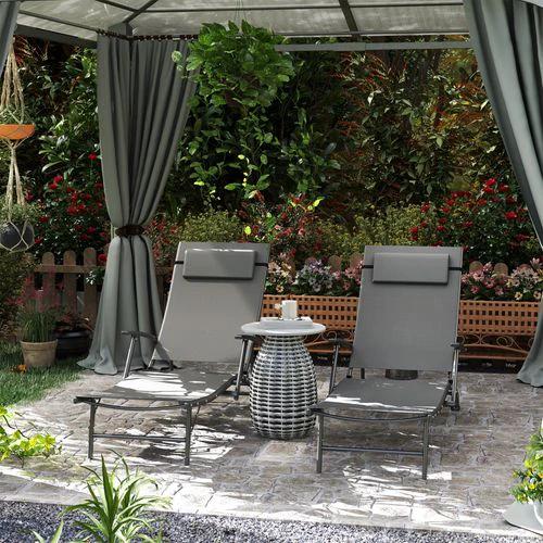 Durable Adjustable Outdoor Recliner Chairs with Four-Level Backrest for Relaxing in the Garden or Patio by Outsunny