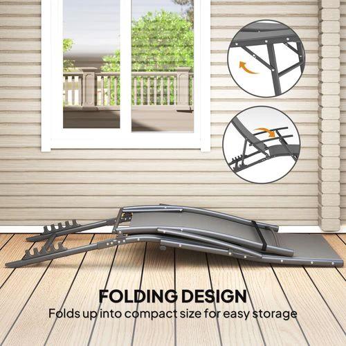 Outsunny Durable Adjustable Outdoor Recliner Chairs with Four-Level Backrest for Relaxing in the Garden or Patio - Sun Lounger