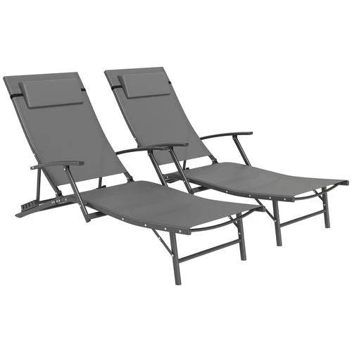 Durable Adjustable Outdoor Recliner Chairs with Four-Level Backrest for Relaxing in the Garden or Patio by Outsunny