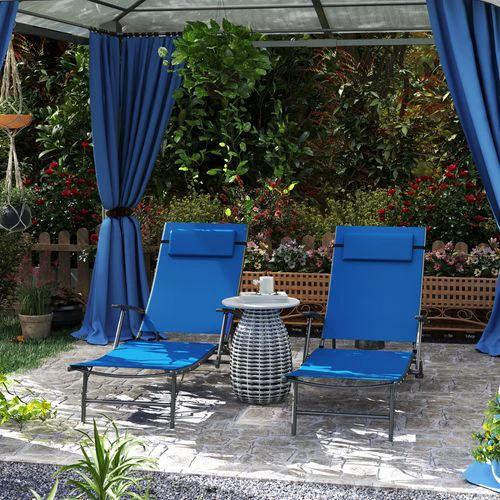 Outsunny Durable Adjustable Outdoor Recliner Chairs with Four-Level Backrest for Relaxing in the Garden or Patio - Sun Lounger
