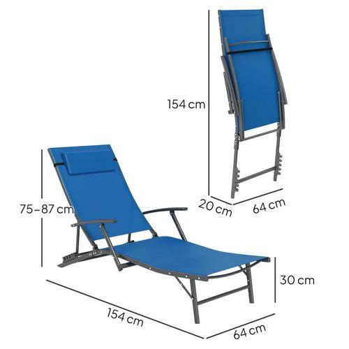 Outsunny Durable Adjustable Outdoor Recliner Chairs with Four-Level Backrest for Relaxing in the Garden or Patio - Sun Lounger