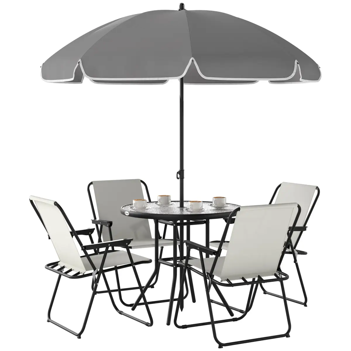 Outsunny Stylish Outdoor Dining Set with Parasol - Comfortable & Durable Garden Furniture - Garden Set