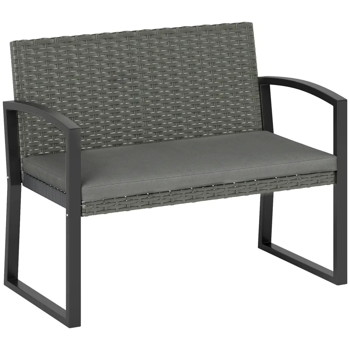 Outsunny Rattan Garden Bench with Cushioned Comfort for Relaxation & Style - Garden Chairs