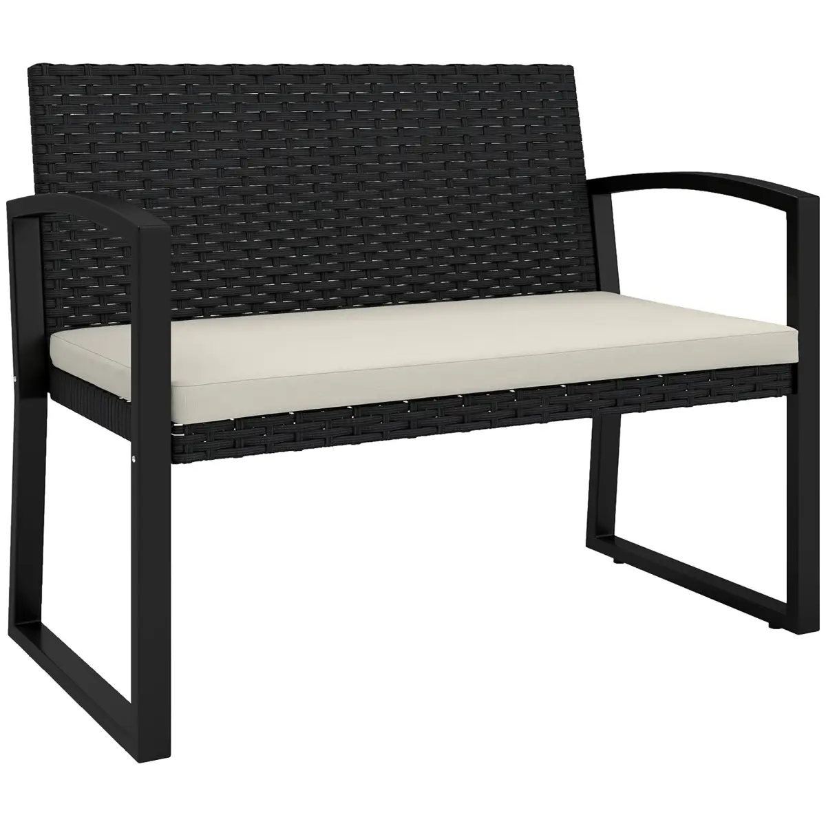 Outsunny Rattan Garden Bench with Cushioned Comfort for Relaxation & Style - Garden Chairs