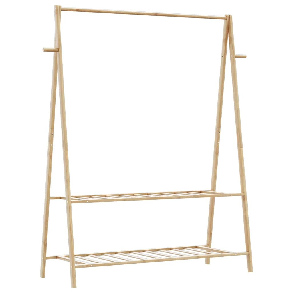 VidaXL Clothes Rack With Shelves And Wheels 96x45.5x155.5 cm Bamboo For Home Organization by vidaXL