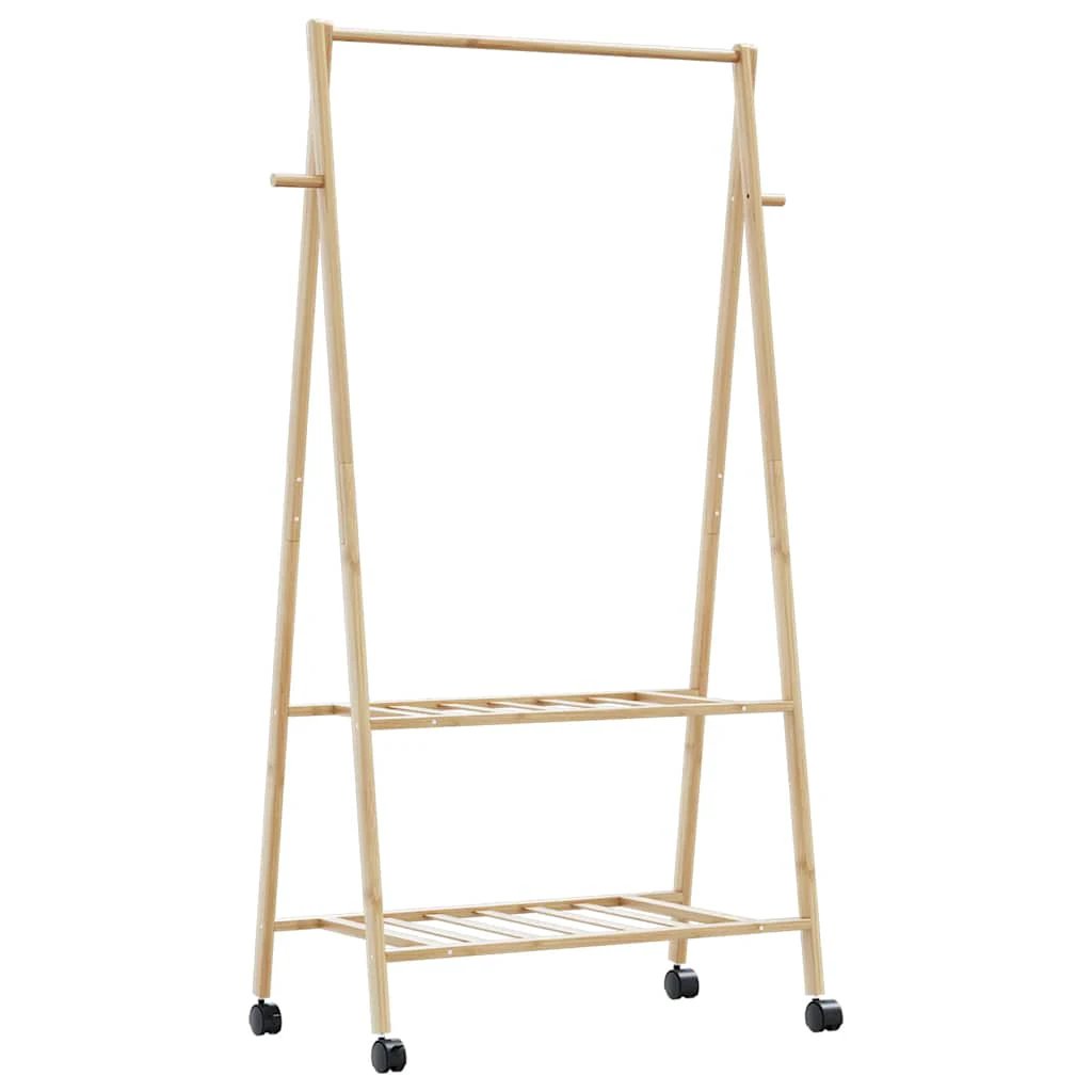 VidaXL Clothes Rack With Shelves And Wheels 96x45.5x155.5 cm Bamboo For Home Organization by vidaXL