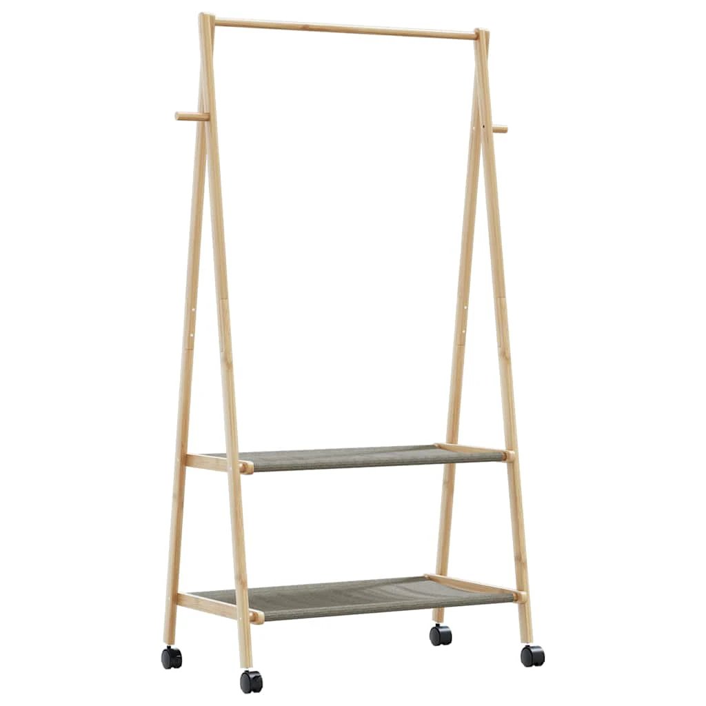 VidaXL Clothes Rack With Shelves And Wheels 96x45.5x155.5 cm Bamboo For Home Organization by vidaXL