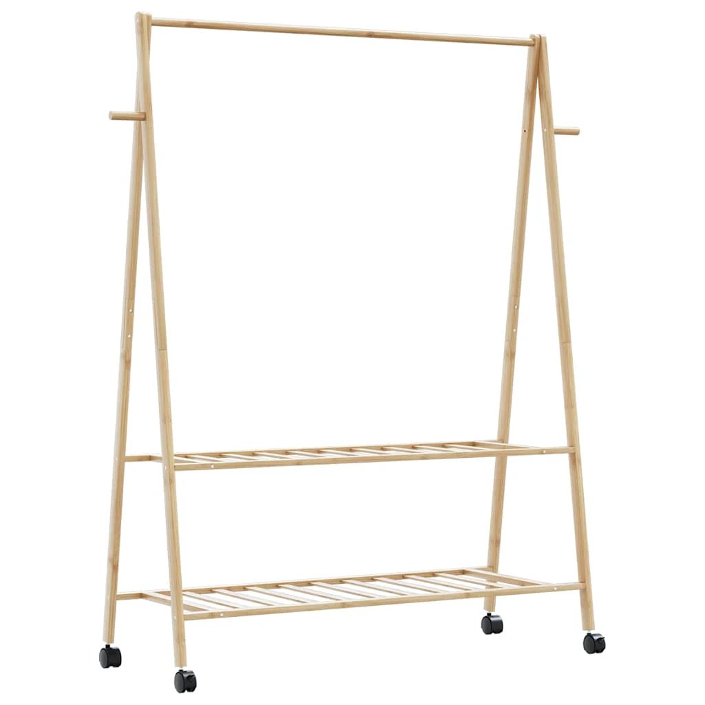 vidaXL VidaXL Clothes Rack With Shelves And Wheels 96x45.5x155.5 cm Bamboo For Home Organization - Wardrobe