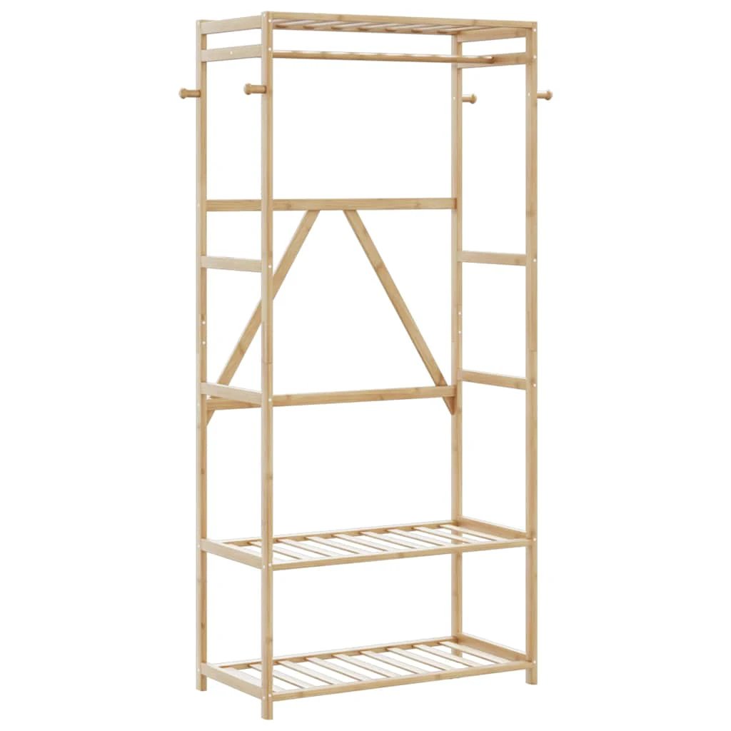 vidaXL vidaXL Clothes Rack With Shelves And Wheels 90x40x179.5 cm Bamboo For Home Organization - Wardrobe