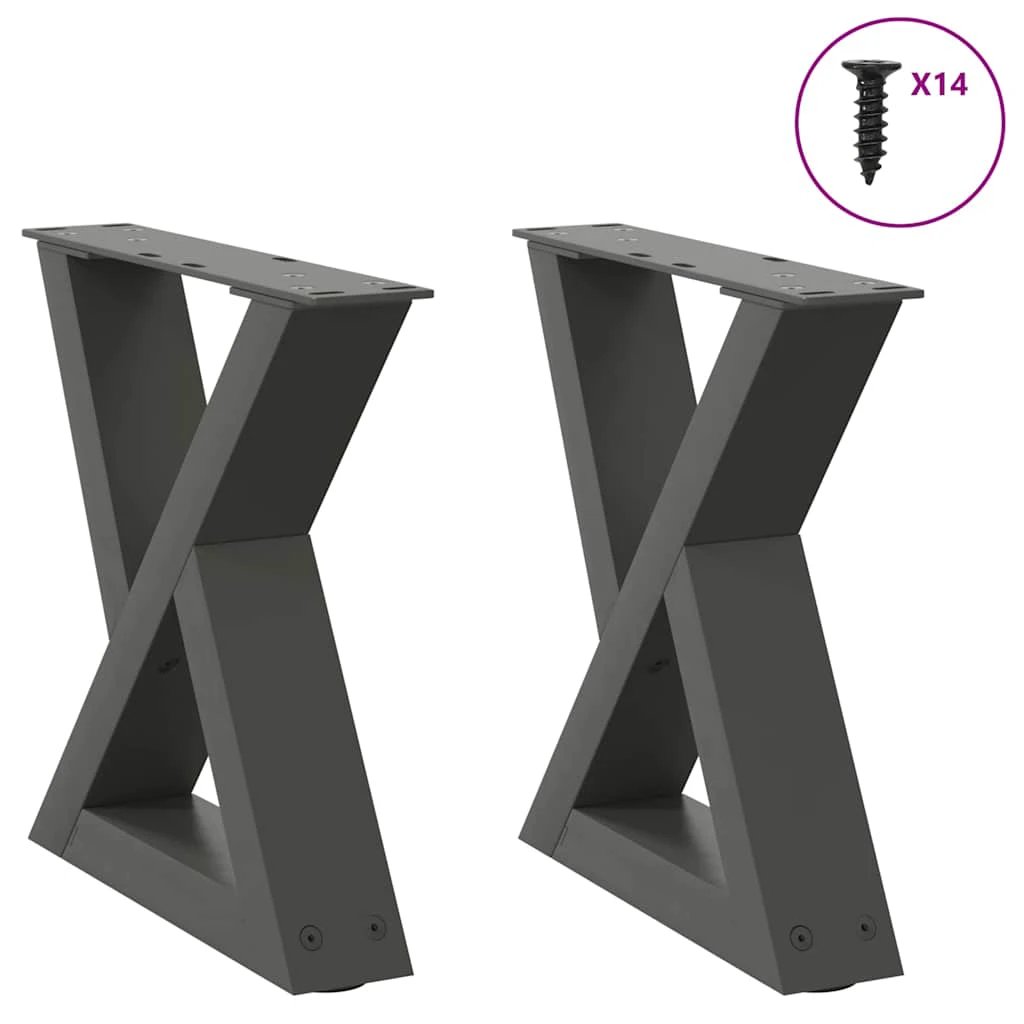 vidaXL VidaXL Coffee Table Legs 40x(30-31.3) cm Powder-Coated Steel Black 2-Pcs For DIY Furniture - Coffee Table