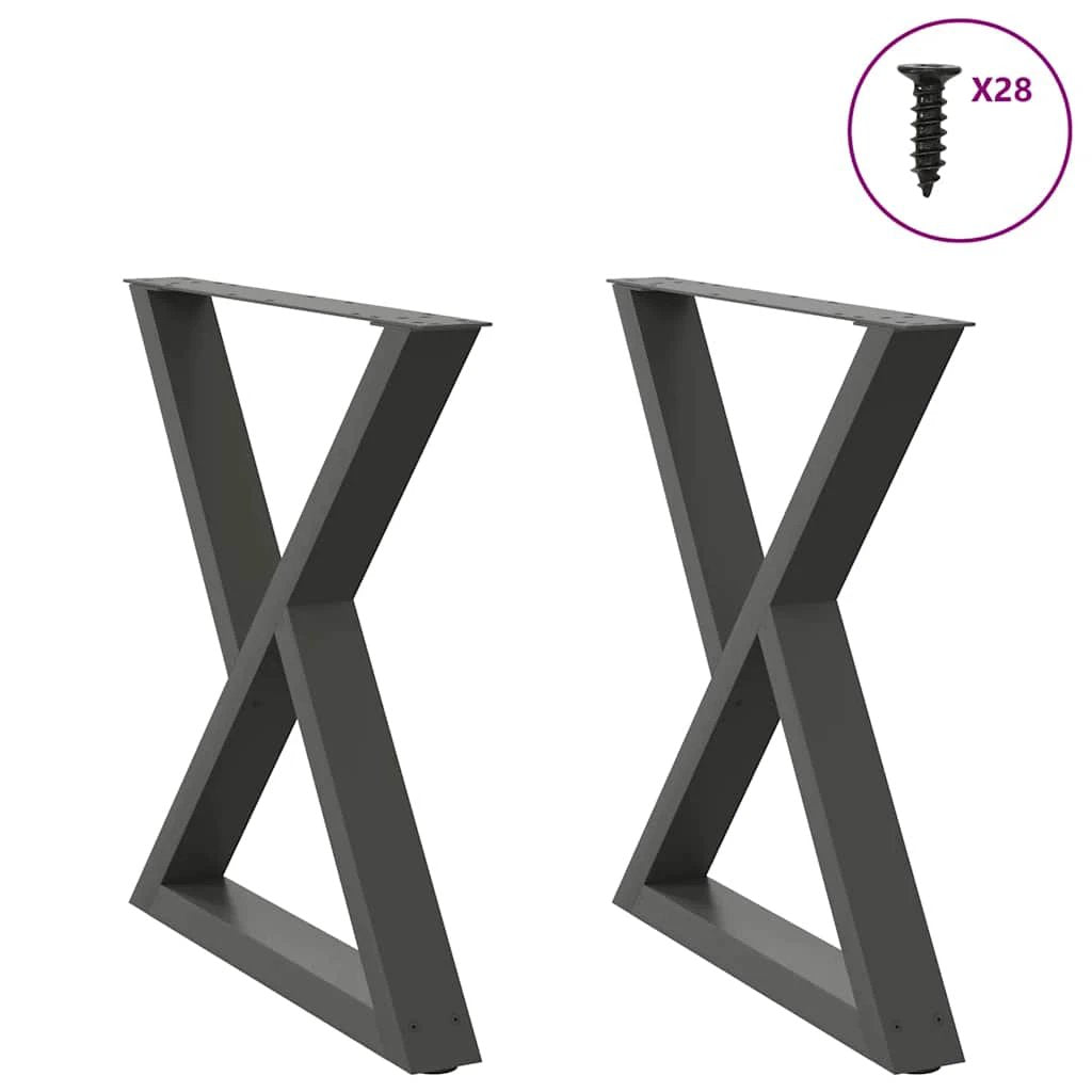 vidaXL VidaXL Coffee Table Legs 40x(30-31.3) cm Powder-Coated Steel Black 2-Pcs For DIY Furniture - Coffee Table