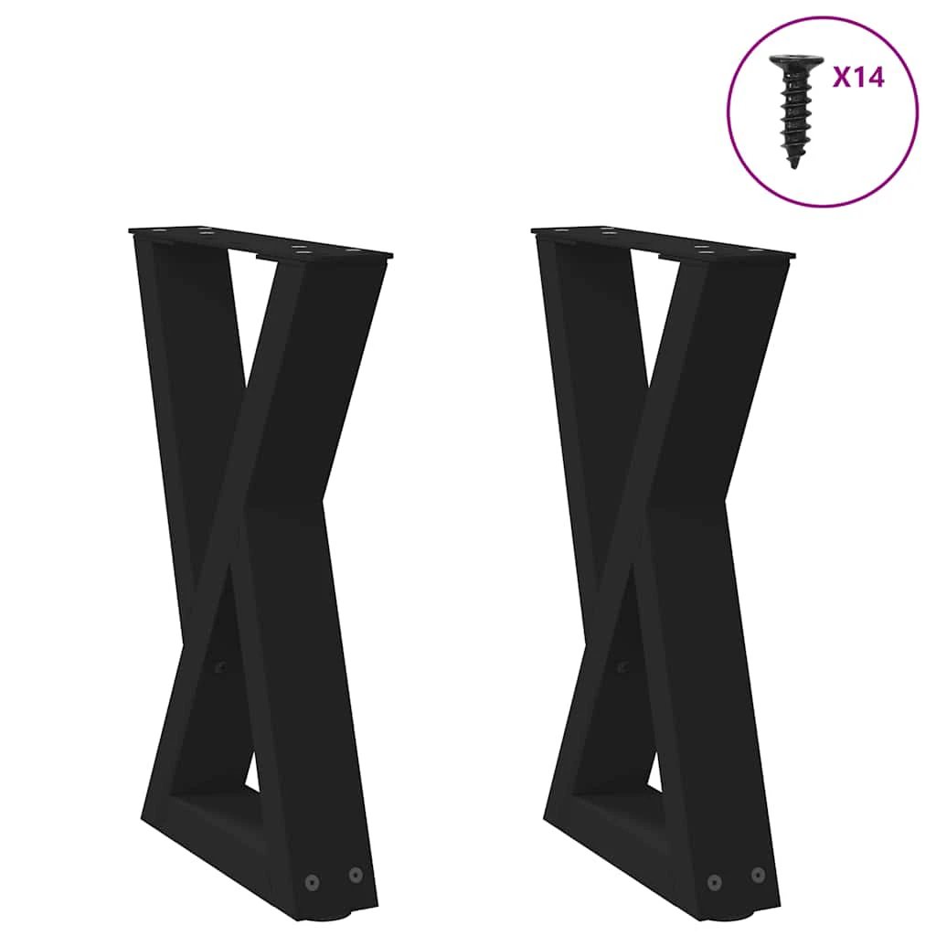vidaXL VidaXL Coffee Table Legs 40x(30-31.3) cm Powder-Coated Steel Black 2-Pcs For DIY Furniture - Coffee Table