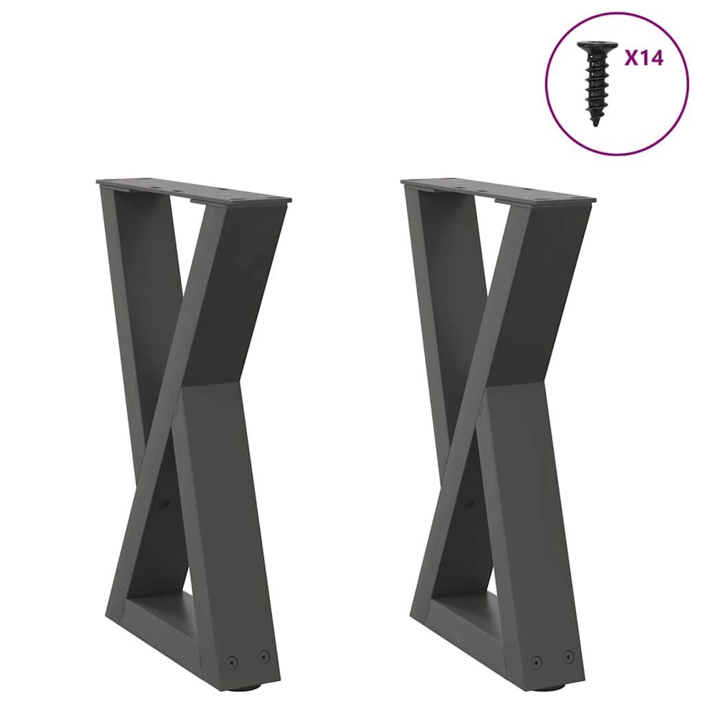 vidaXL VidaXL Coffee Table Legs 40x(30-31.3) cm Powder-Coated Steel Black 2-Pcs For DIY Furniture - Coffee Table