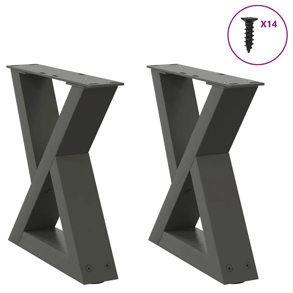 vidaXL VidaXL Coffee Table Legs 40x(30-31.3) cm Powder-Coated Steel Black 2-Pcs For DIY Furniture - Coffee Table