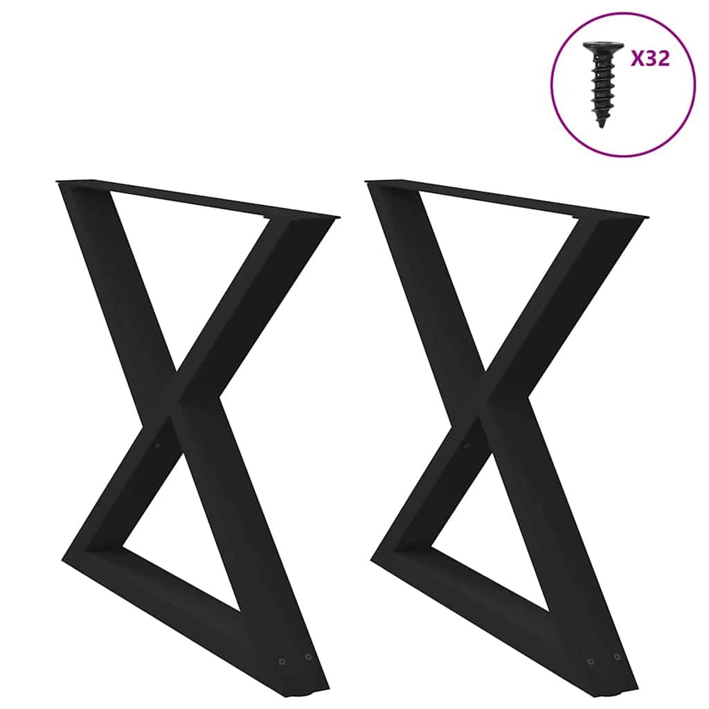 vidaXL VidaXL Coffee Table Legs 40x(30-31.3) cm Powder-Coated Steel Black 2-Pcs For DIY Furniture - Coffee Table