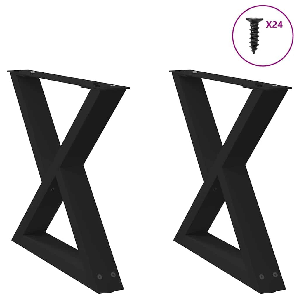 vidaXL VidaXL Coffee Table Legs 40x(30-31.3) cm Powder-Coated Steel Black 2-Pcs For DIY Furniture - Coffee Table