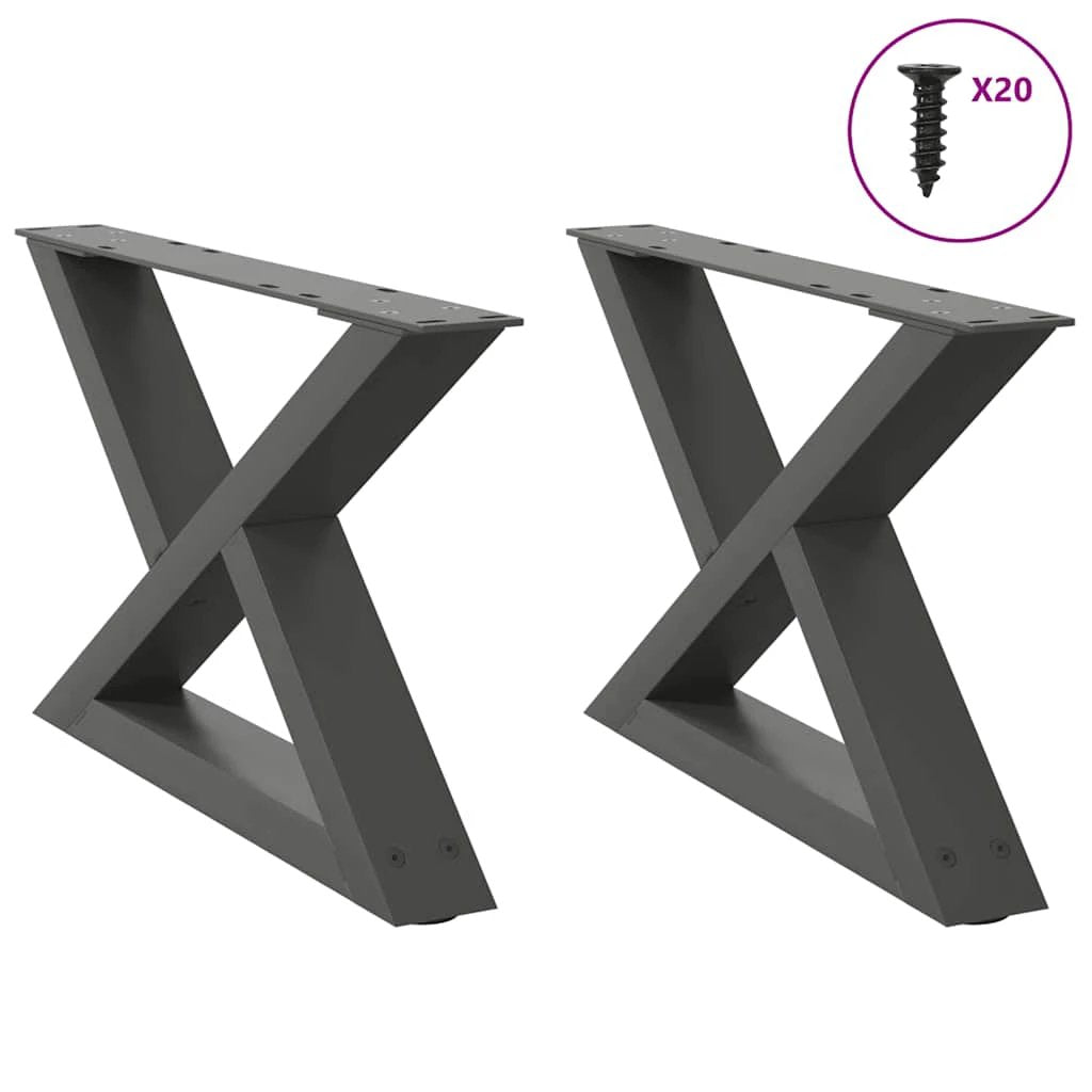 vidaXL VidaXL Coffee Table Legs 40x(30-31.3) cm Powder-Coated Steel Black 2-Pcs For DIY Furniture - Coffee Table