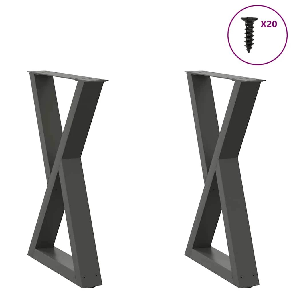 VidaXL Coffee Table Legs 40x(30-31.3) cm Powder-Coated Steel Black 2-Pcs For DIY Furniture by vidaXL