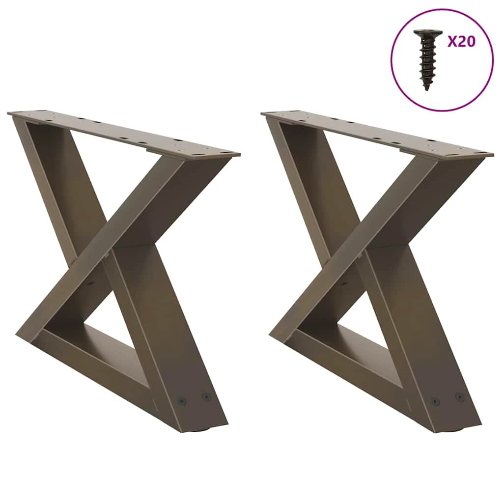 VidaXL Coffee Table Legs 40x(30-31.3) cm Powder-Coated Steel Black 2-Pcs For DIY Furniture by vidaXL