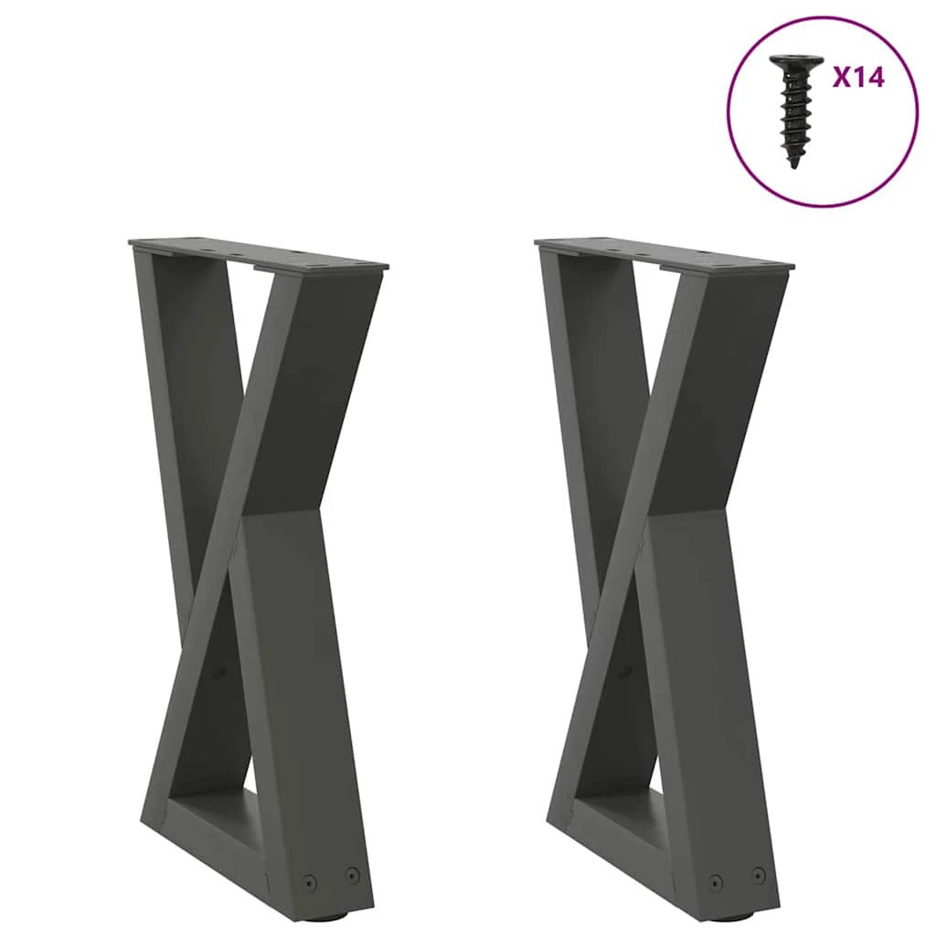 VidaXL Coffee Table Legs 40x(30-31.3) cm Powder-Coated Steel Black 2-Pcs For DIY Furniture by vidaXL