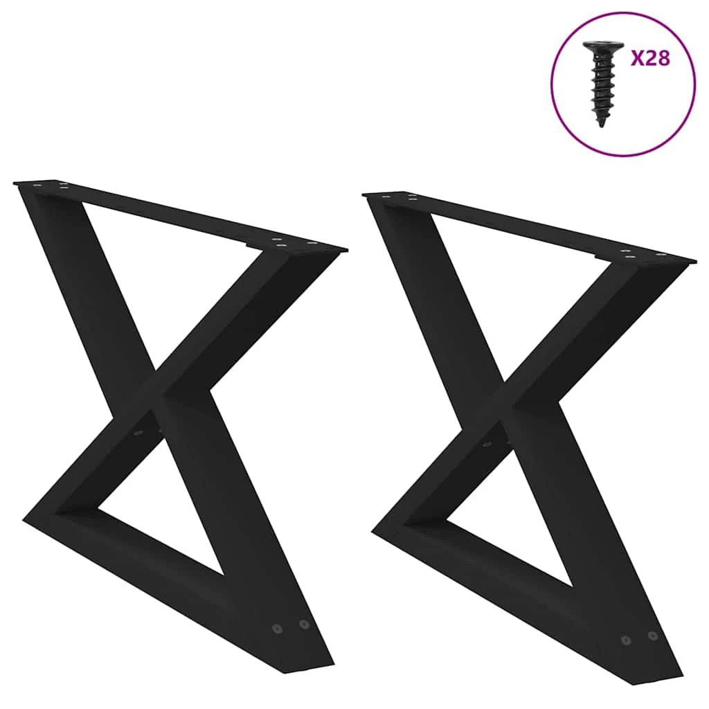 VidaXL Coffee Table Legs 40x(30-31.3) cm Powder-Coated Steel Black 2-Pcs For DIY Furniture by vidaXL