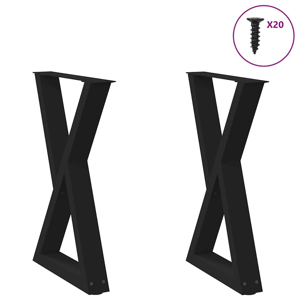VidaXL Coffee Table Legs 40x(30-31.3) cm Powder-Coated Steel Black 2-Pcs For DIY Furniture by vidaXL