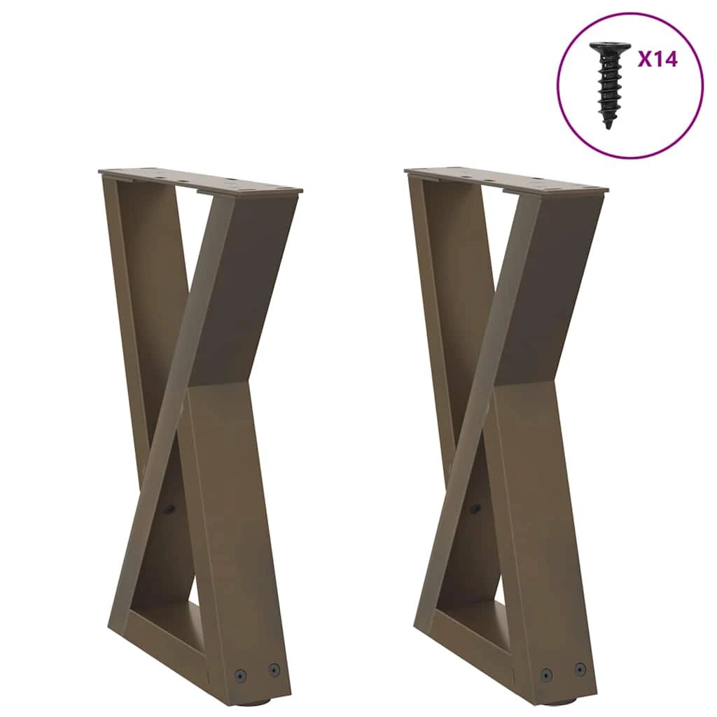 VidaXL Coffee Table Legs 40x(30-31.3) cm Powder-Coated Steel Black 2-Pcs For DIY Furniture by vidaXL