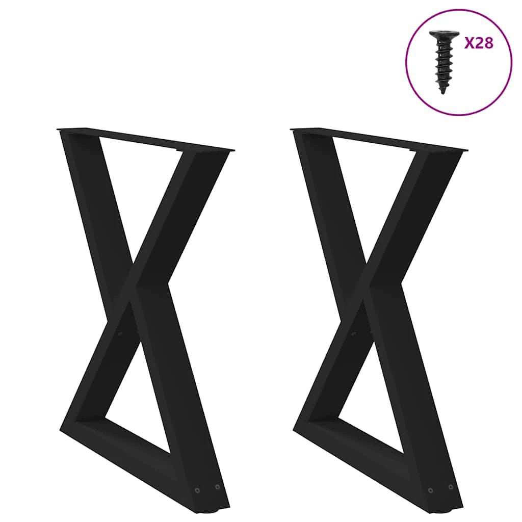 VidaXL Coffee Table Legs 40x(30-31.3) cm Powder-Coated Steel Black 2-Pcs For DIY Furniture by vidaXL