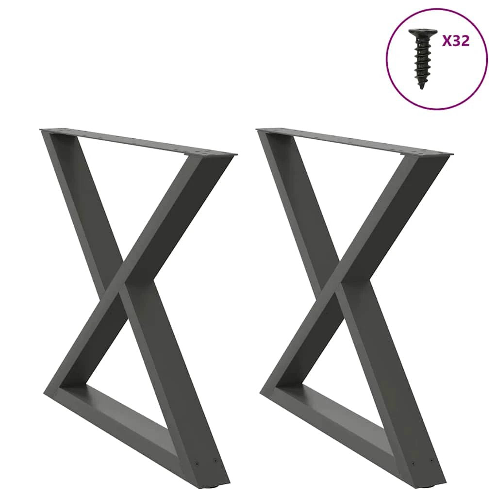 VidaXL Coffee Table Legs 40x(30-31.3) cm Powder-Coated Steel Black 2-Pcs For DIY Furniture by vidaXL
