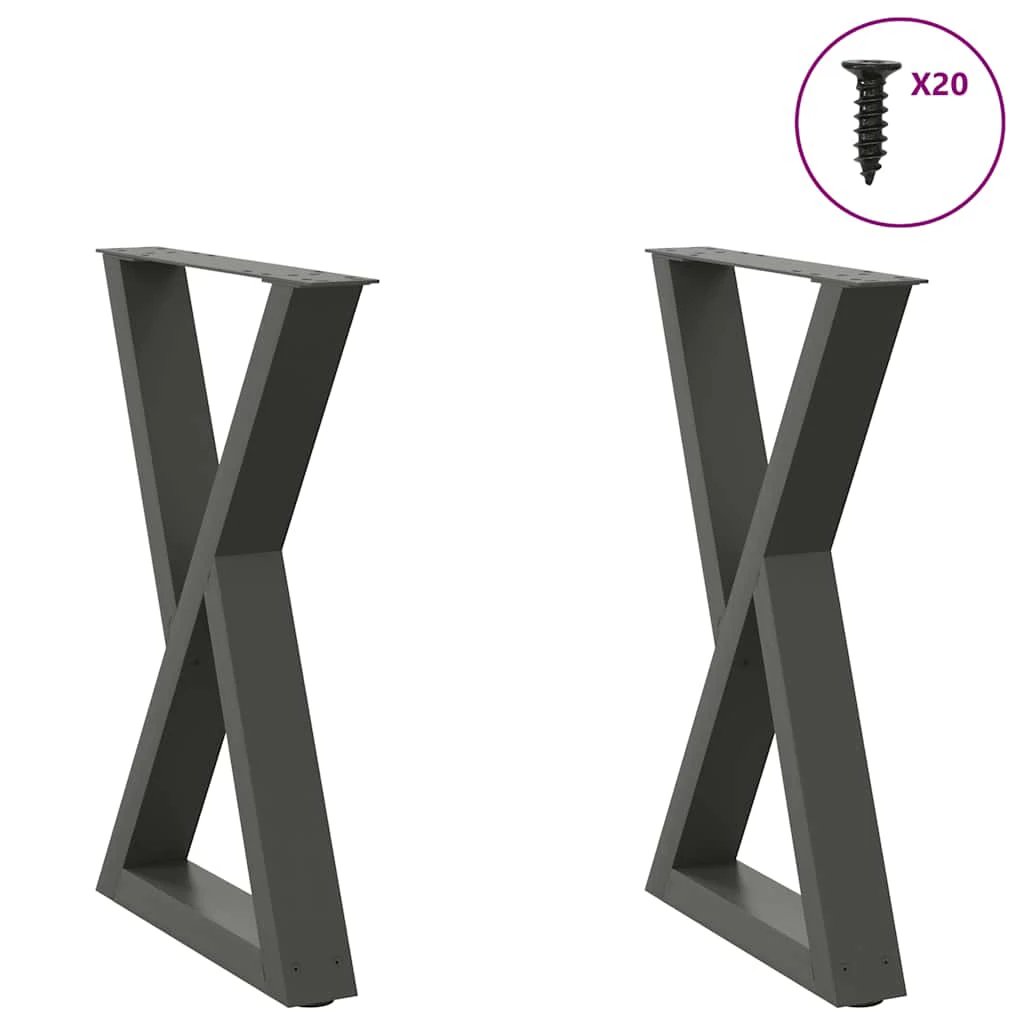 VidaXL Coffee Table Legs 40x(30-31.3) cm Powder-Coated Steel Black 2-Pcs For DIY Furniture by vidaXL
