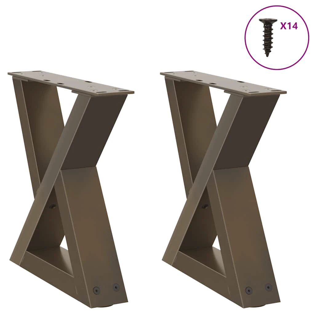 VidaXL Coffee Table Legs 40x(30-31.3) cm Powder-Coated Steel Black 2-Pcs For DIY Furniture by vidaXL