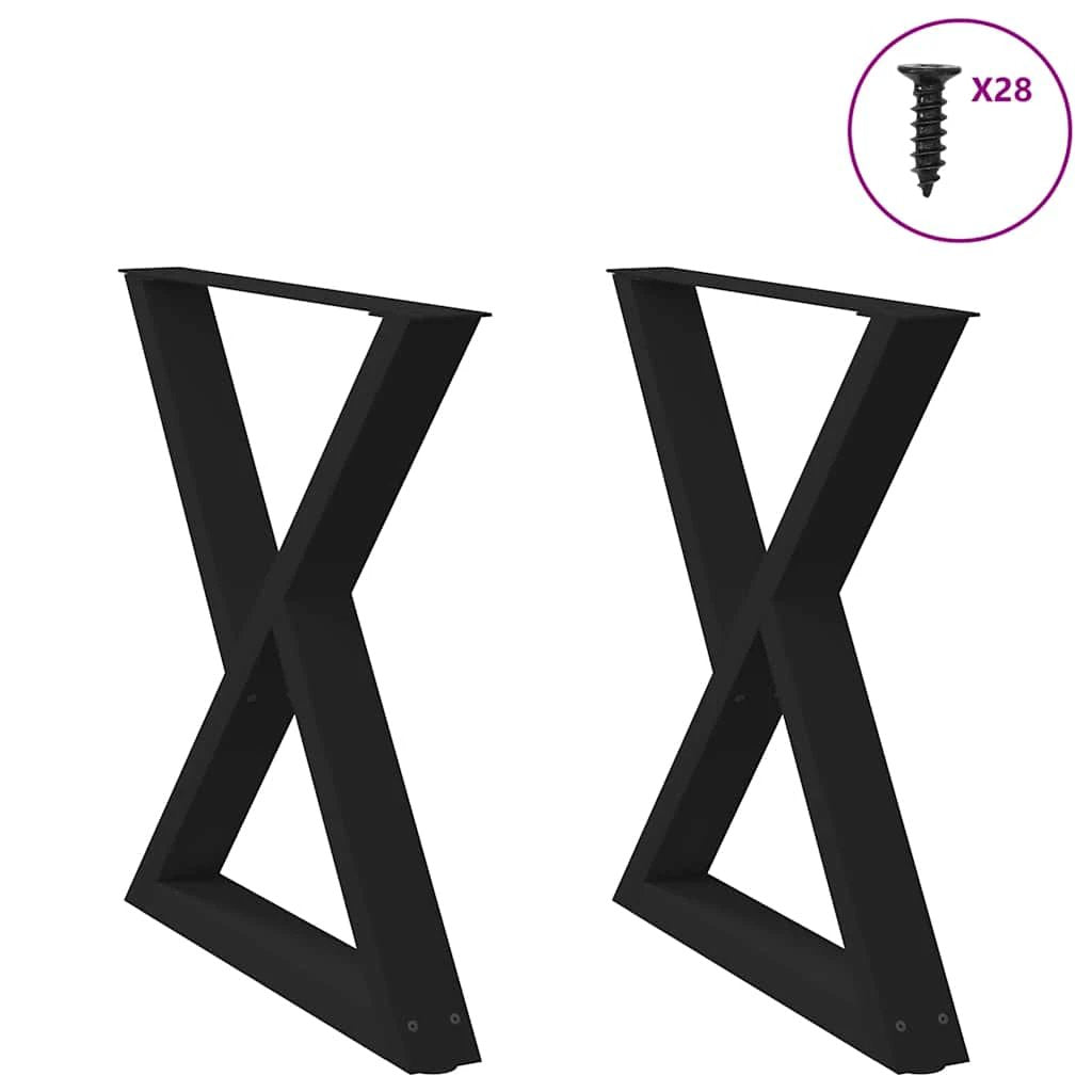 vidaXL VidaXL Coffee Table Legs 40x(30-31.3) cm Powder-Coated Steel Black 2-Pcs For DIY Furniture - Coffee Table