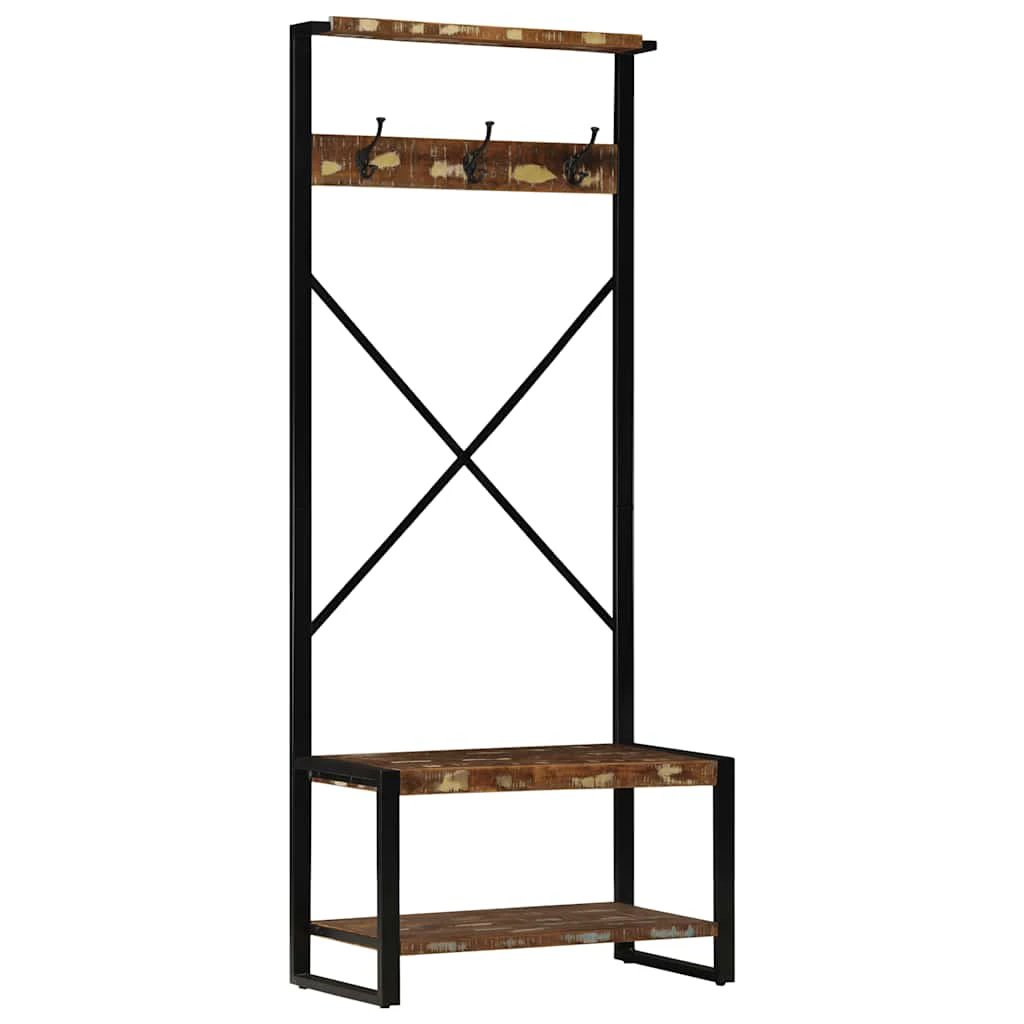 vidaXL VidaXL Clothes Rack 80x40x190 cm Solid Mango Wood Cross Braced Frame For Hallways - Wardrobe