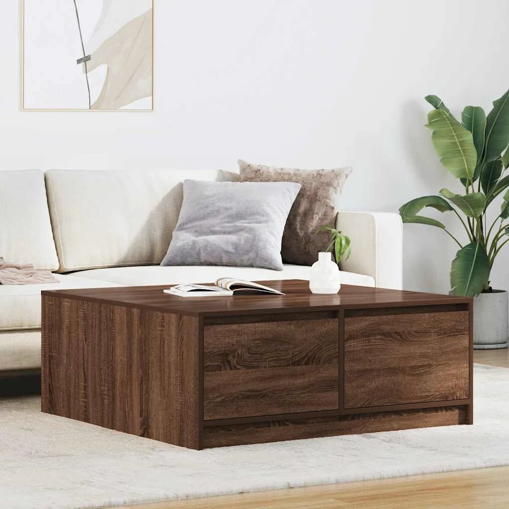 VidaXL Coffee Table 100x100x40 cm with Drawers Living Room by vidaXL