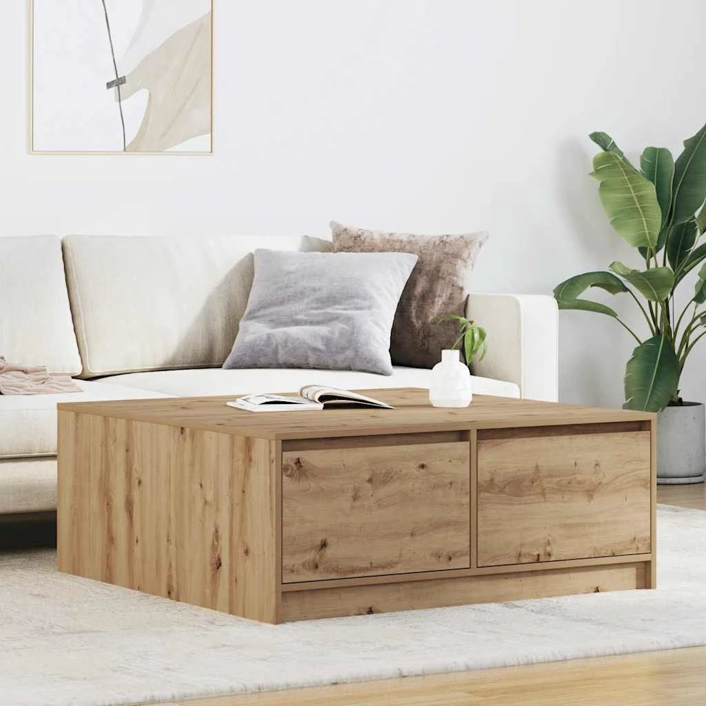 VidaXL Coffee Table 100x100x40 cm with Drawers Living Room by vidaXL