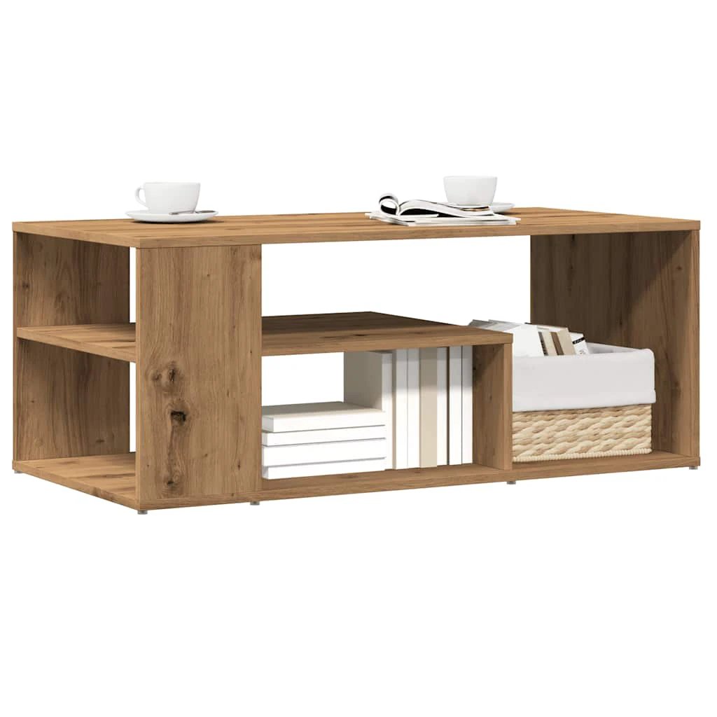 VidaXL Coffee Table 100x50x40 cm Engineered Wood Smoked Oak Open Shelf Living Room by vidaXL