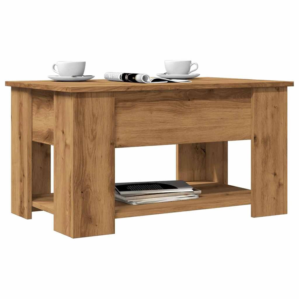 VidaXL Coffee Table Smoked Oak 79x49x41 cm Engineered Wood Lift Top Storage For Living Room by vidaXL