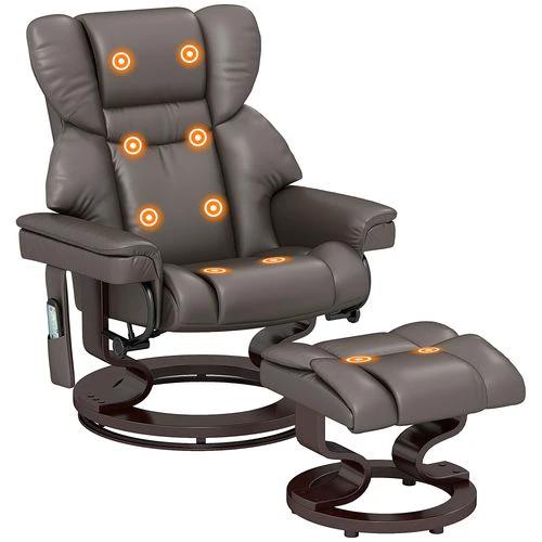 HOMCOM Massage Recliner Chair with Footstool and Adjustable Backrest for Ultimate Relaxation and Comfort - Recliner