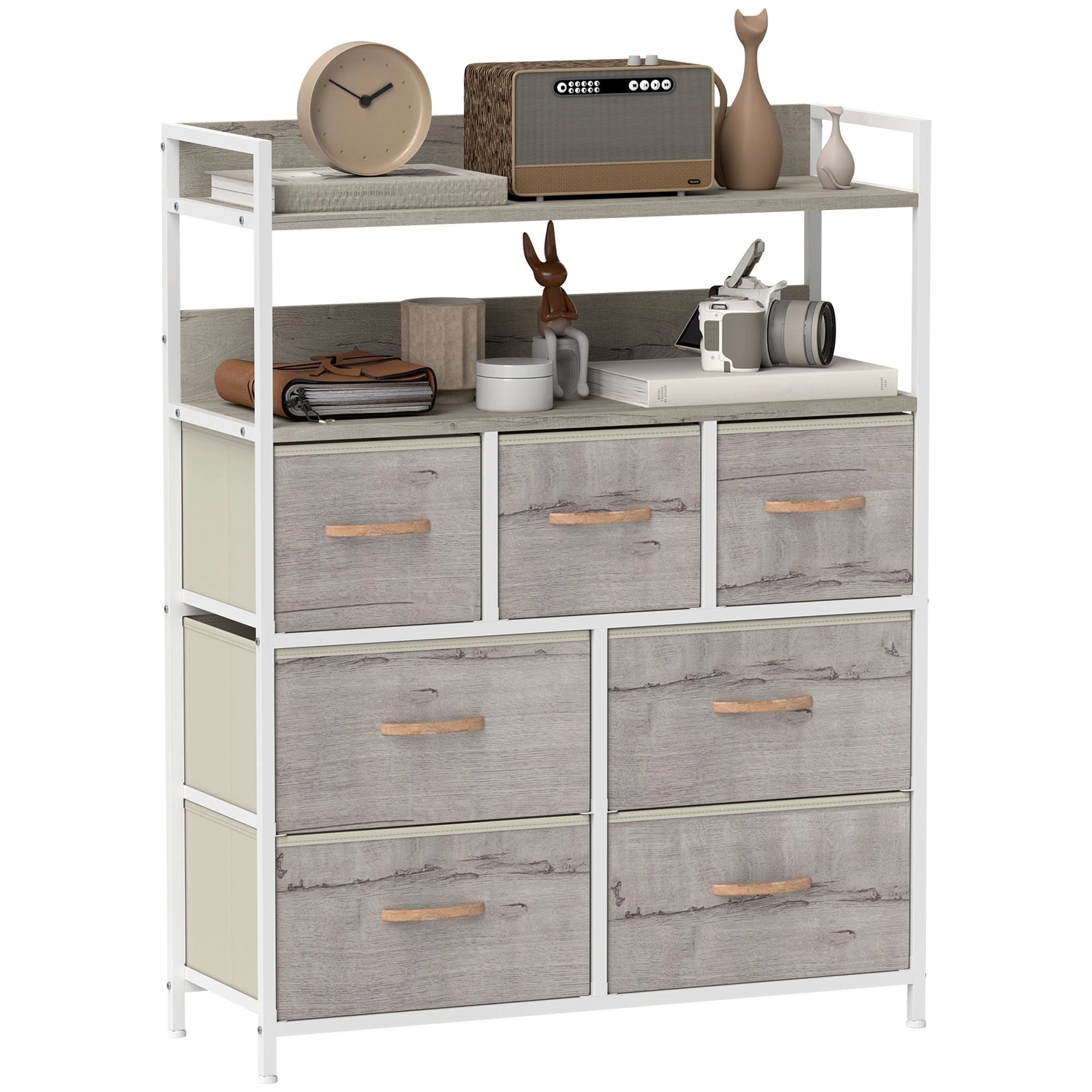 HOMCOM HOMCOM 7 Drawer Dresser Tall With Shelves Bedroom - Chest of Drawers